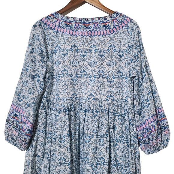 BODEN  Embroidered Cotton Midi Dress Size US 8 Printed Beachy Womens - Picture 7 of 15